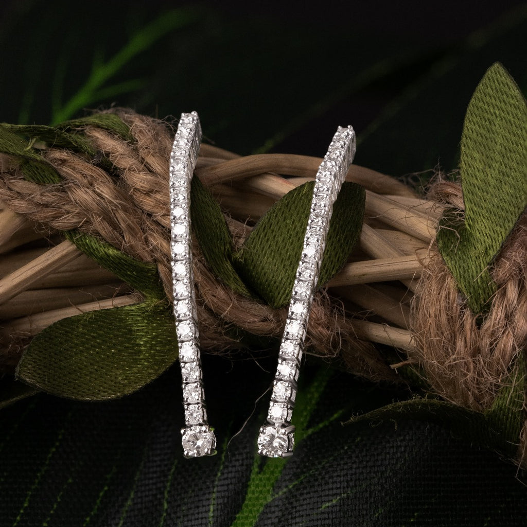 Timeless Drops: Diamond Tennis Earrings in 18K White Gold