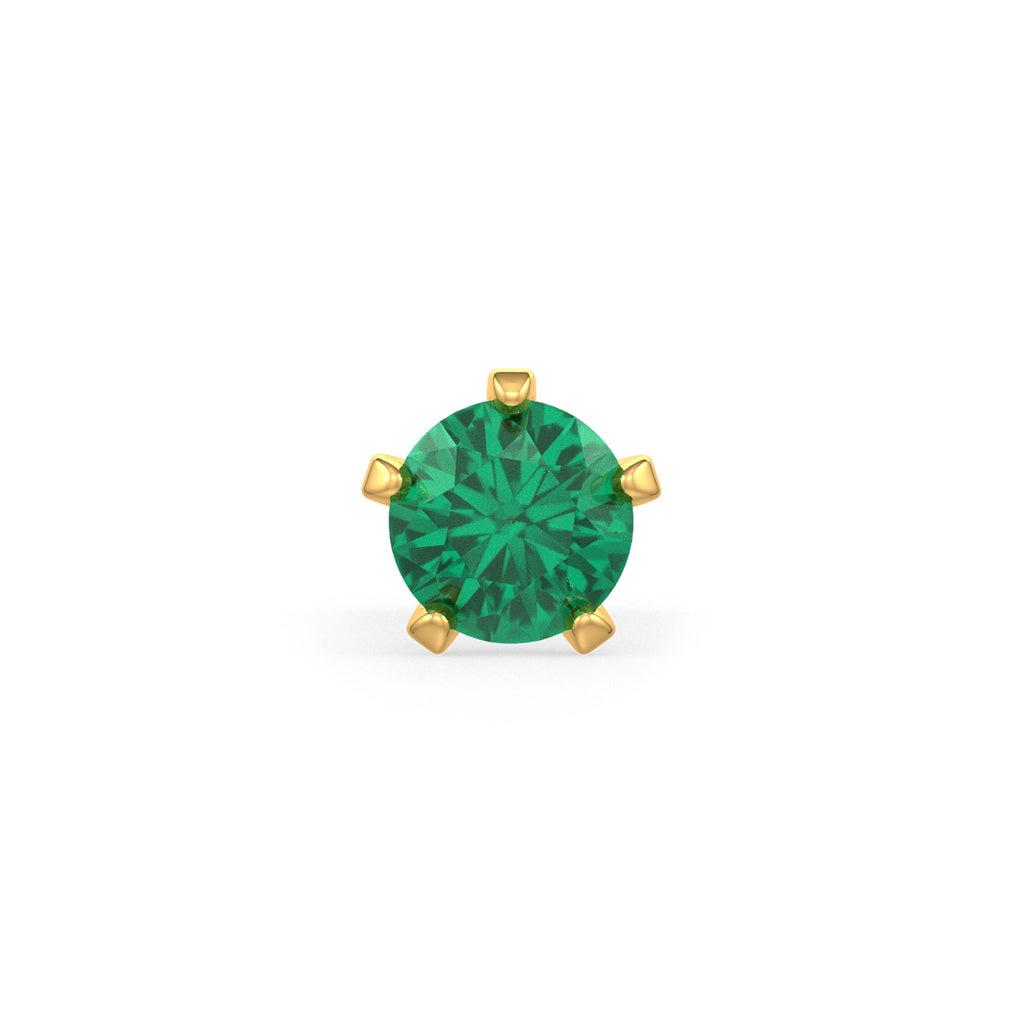 Deep Green Emerald Nose Piercing Pin in 18ct Yellow Gold Screwbacks Gemstones Stud