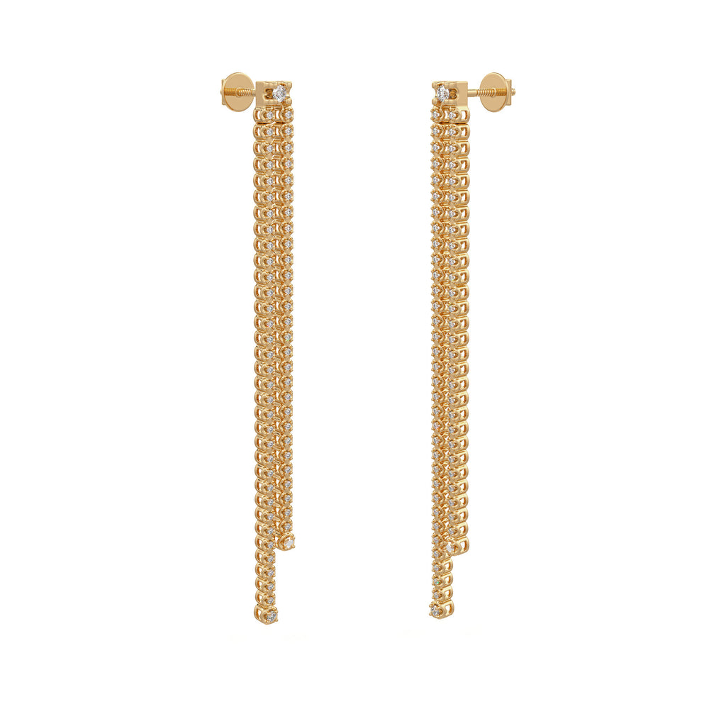 Long Drop Tennis Diamond Earrings in 18ct Yellow Gold 0.90ct