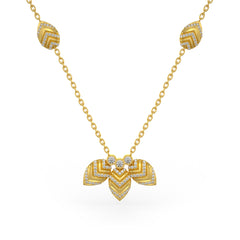 Diamond Necklace 1.20ct in 18ct Yellow Gold Water Lily Flower Puff Petals