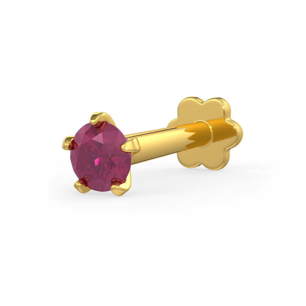 Royal Ruby Nose Pin in 18K Yellow Gold
