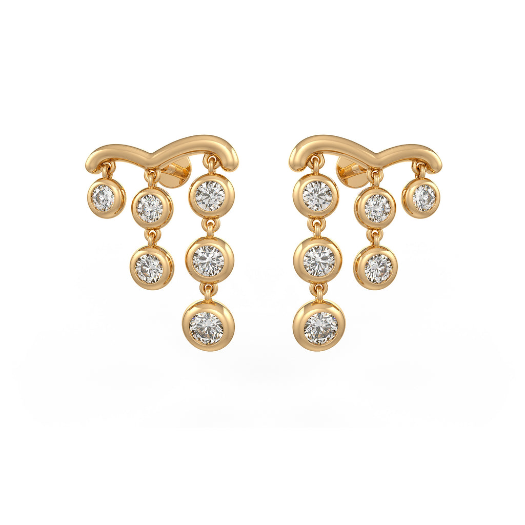 1ct Diamond Earrings in 18ct Yellow Gold Raindrops Drop Studs One Carat