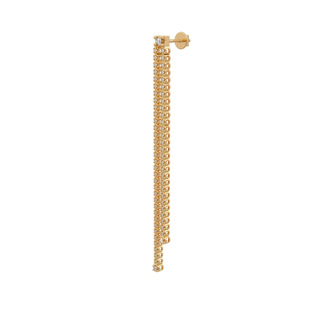 Long Drop Tennis Diamond Earrings in 18ct Yellow Gold 0.90ct