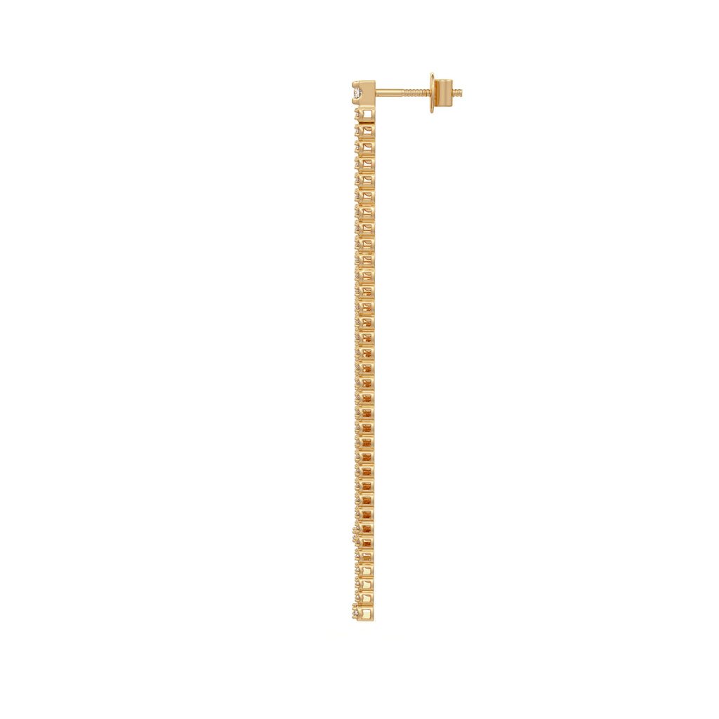 Long Drop Tennis Diamond Earrings in 18ct Yellow Gold 0.90ct
