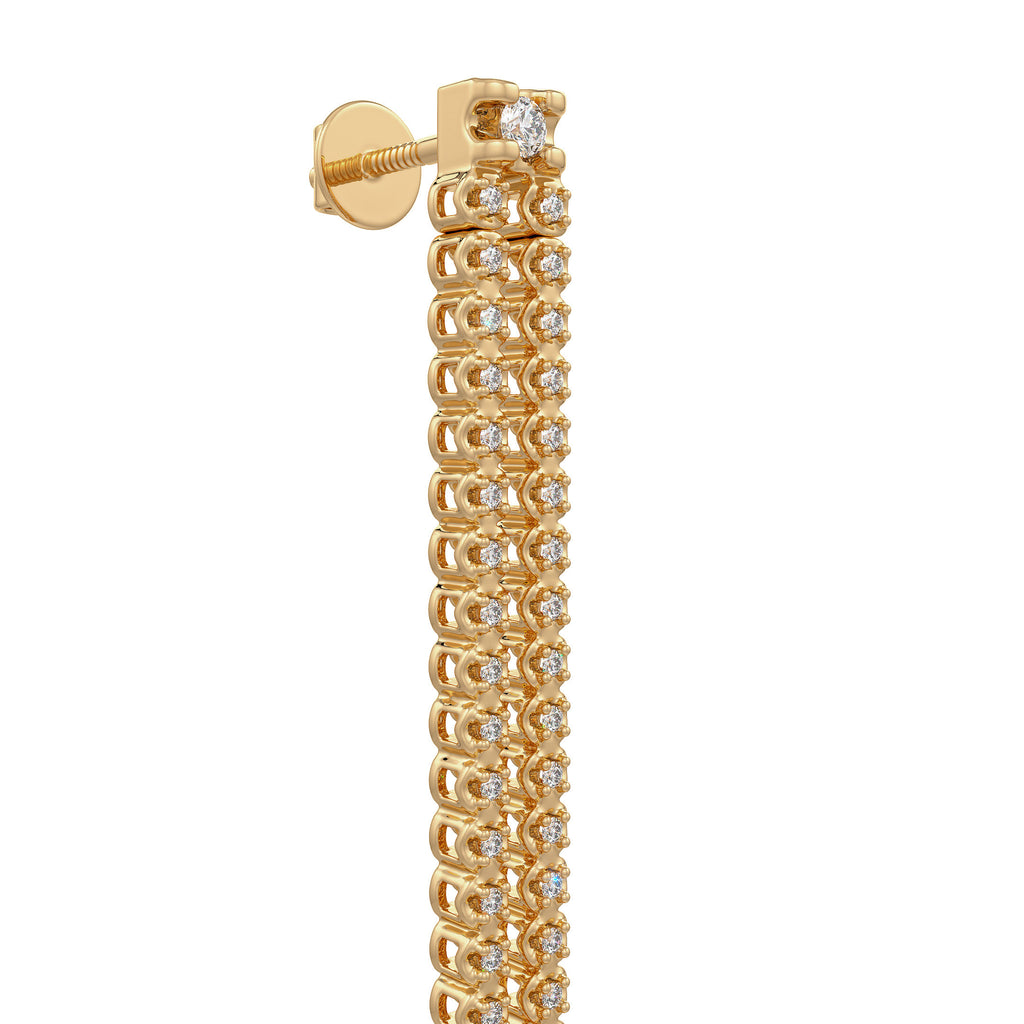 Long Drop Tennis Diamond Earrings in 18ct Yellow Gold 0.90ct
