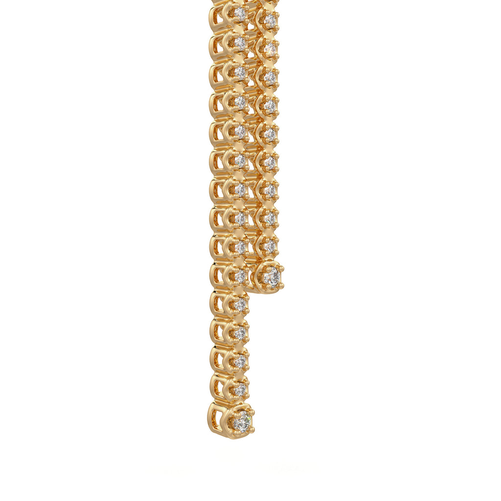 Long Drop Tennis Diamond Earrings in 18ct Yellow Gold 0.90ct