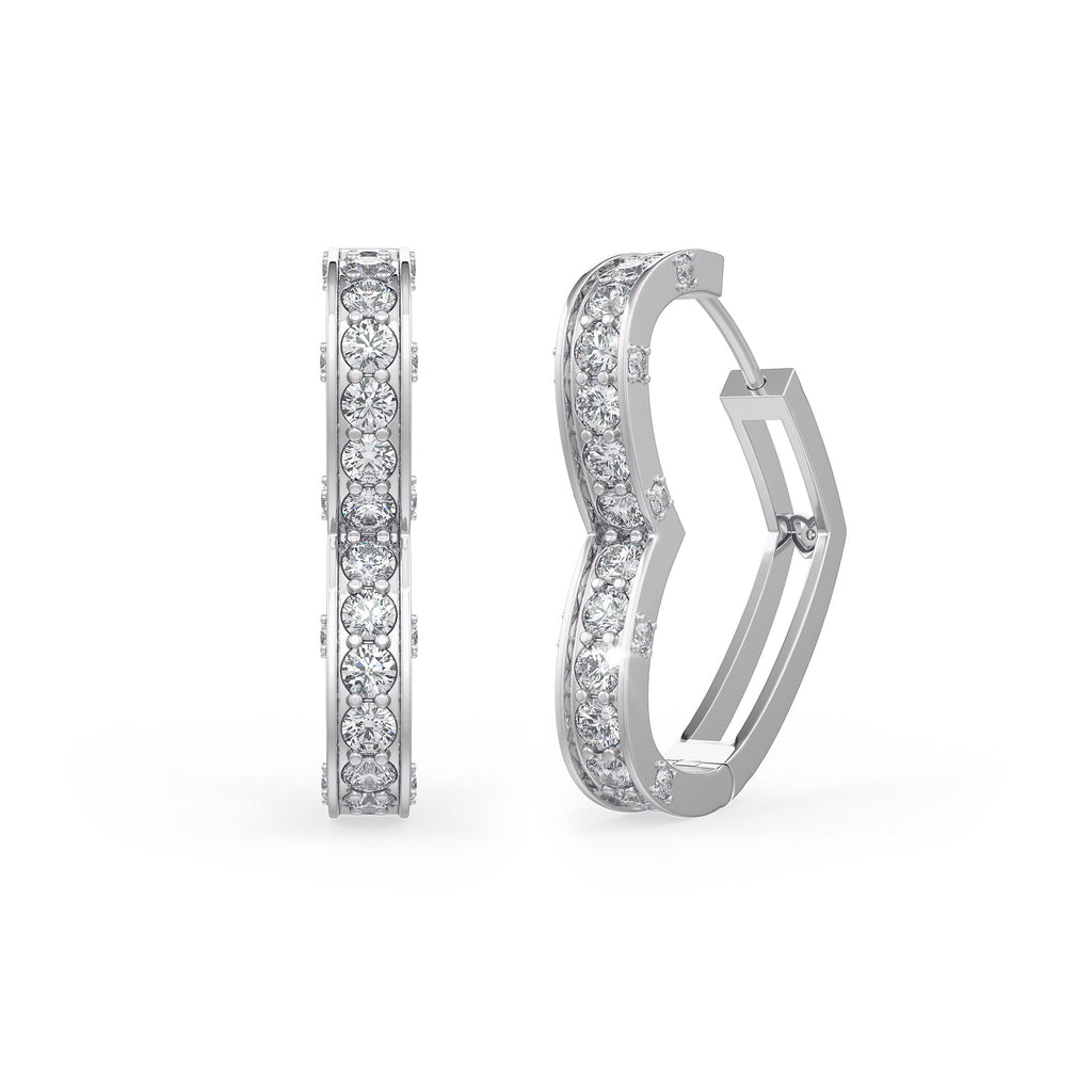 1ct Diamond Heart Hoops in 18ct White Gold Earrings