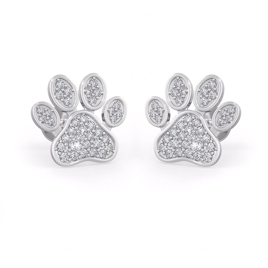 18ct White Gold Diamond Paws Studs with Screwbacks 0.42ct Earrings