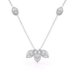 Diamond Necklace 1.20ct in 18ct White Gold Water Lily Flower Puff Petals