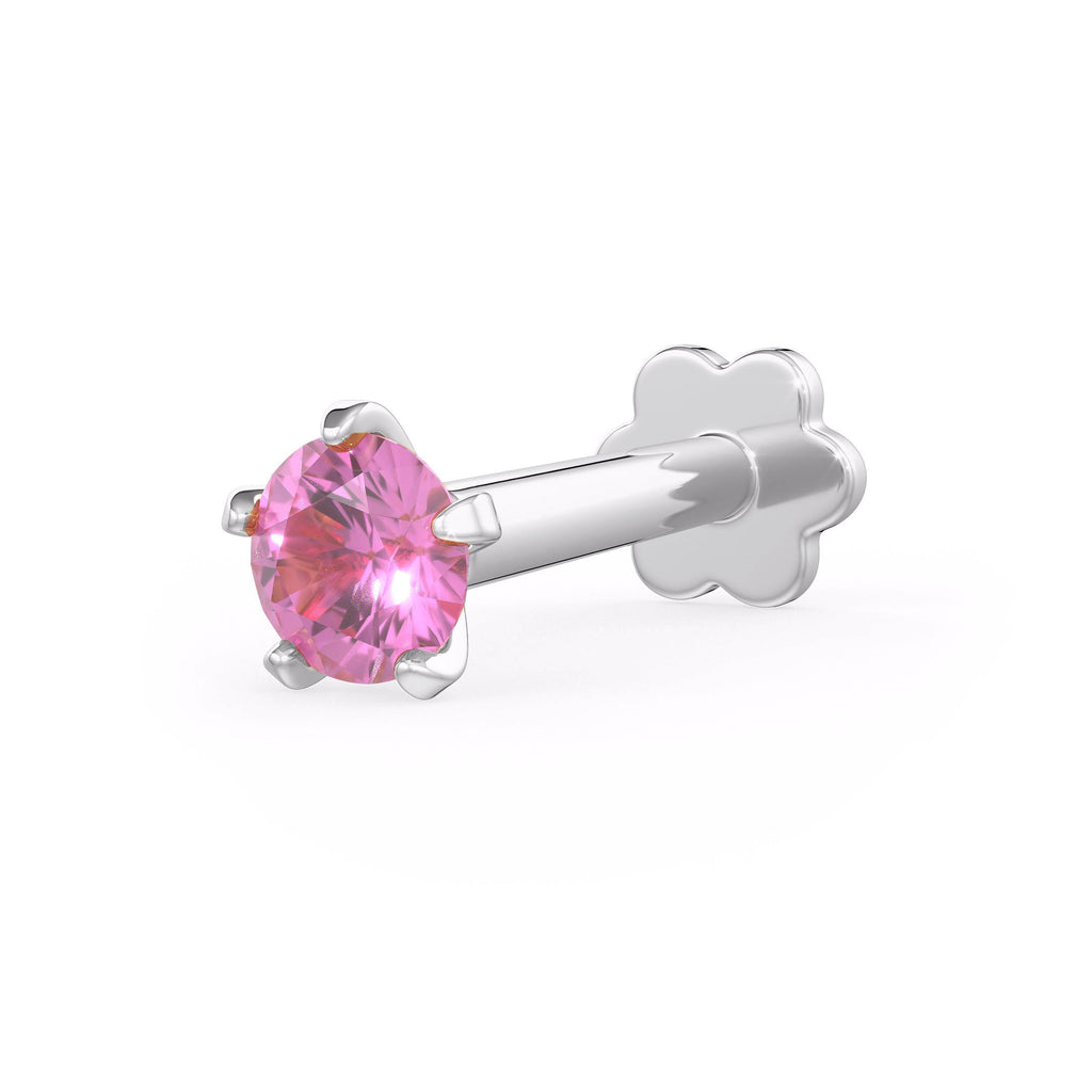 Pink Sapphire and White Gold Nose Stud