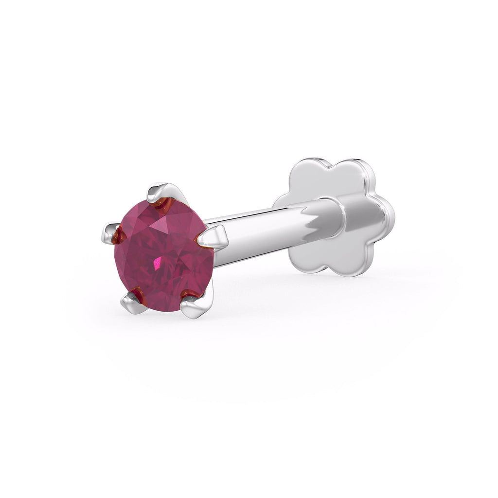 Ruby and White Gold Nose Stud | Screwback Setting
