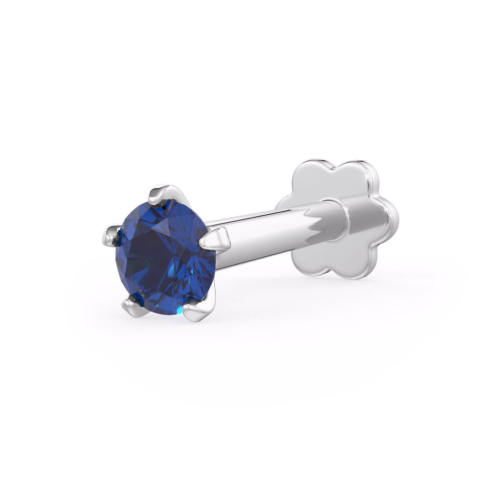 Blue Sapphire and White Gold Nose Stud