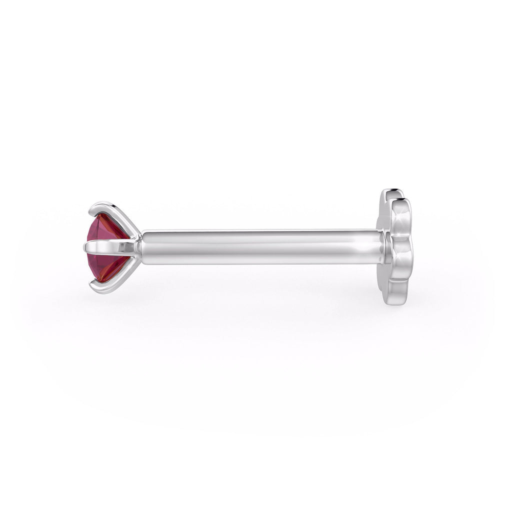 18ct White Gold Ruby Nose Pin Screwbacks Gemstones Piercings Stud