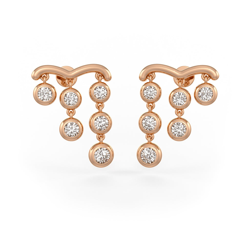 1ct Diamond Earrings in 18ct Rose Gold Raindrops Studs One Carat Drops