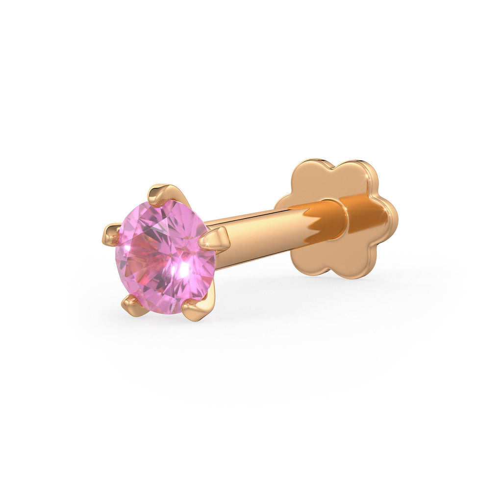 Romantic Pink Sapphire Nose Stud | 18K Rose Gold