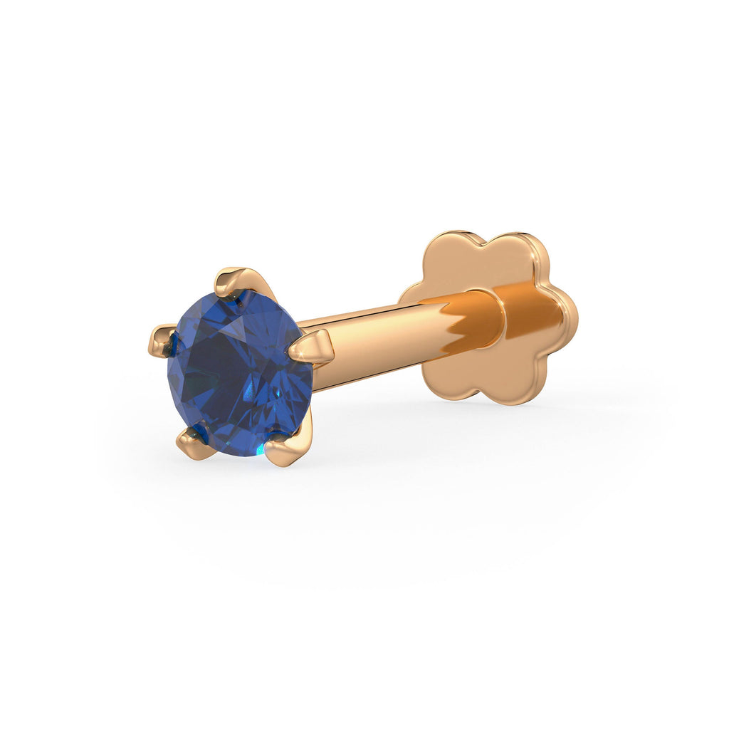 Royal Blue Sapphire Nose Stud | 18K Rose Gold