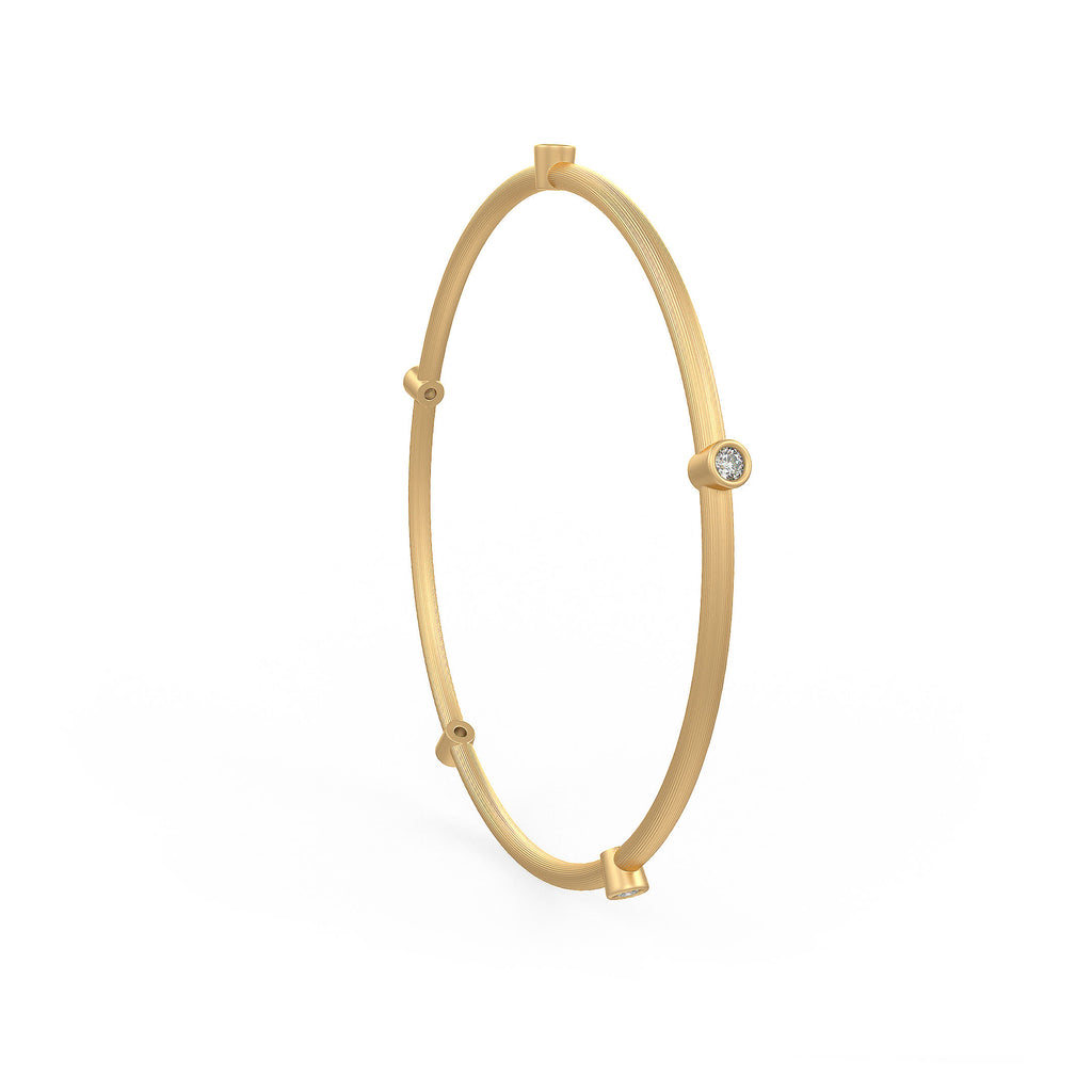 0.51ct Eternity Diamond Bangle Bezel Slip on in 18ct Yellow Gold Brushed pattern
