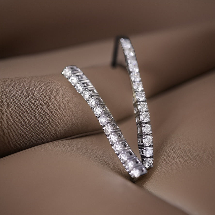 18ct Gold Diamond tennis earrings 1ct long drop