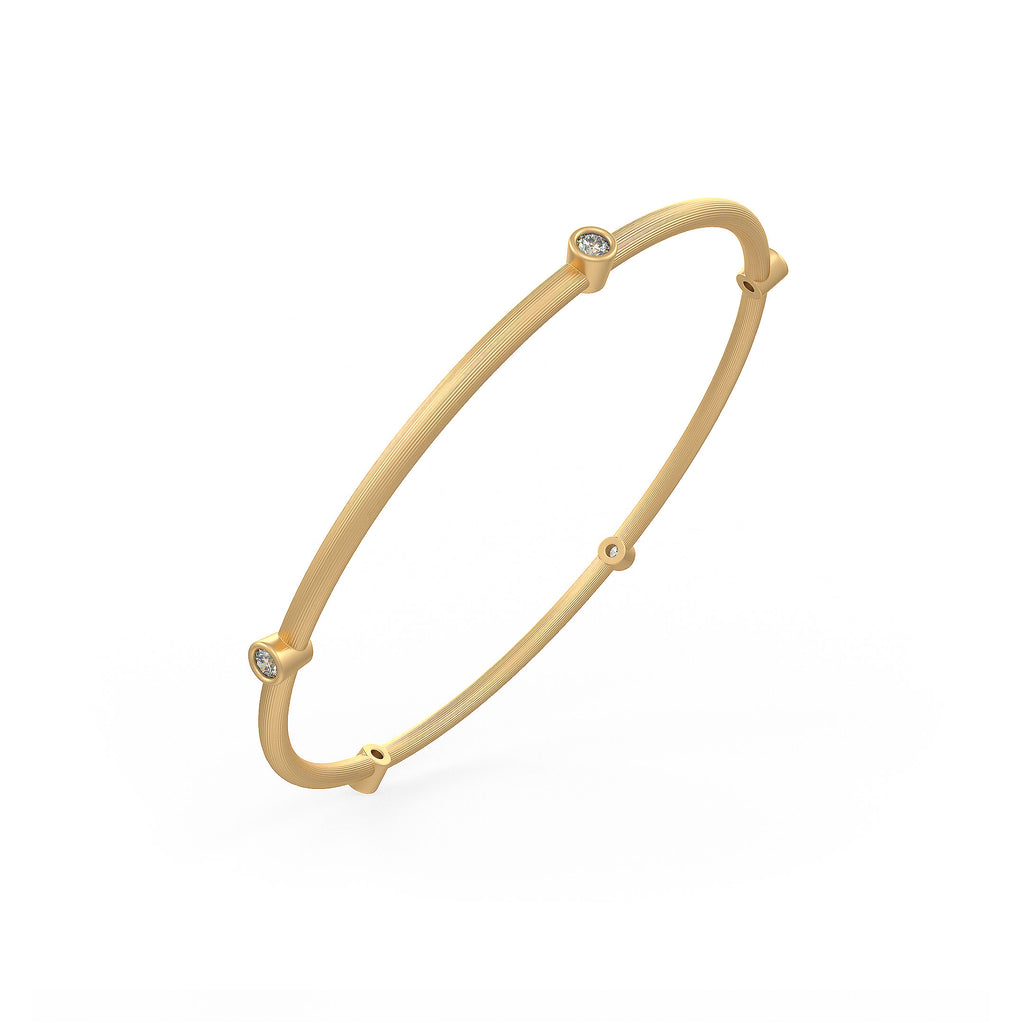 0.51ct Eternity Diamond Bangle Bezel Slip on in 18ct Yellow Gold Brushed pattern
