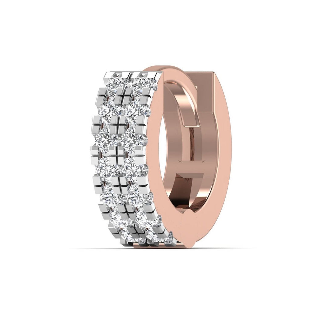 Diamond Cartilage Hoop Piercing in 18ct Rose Gold 6mm Double Row Singular