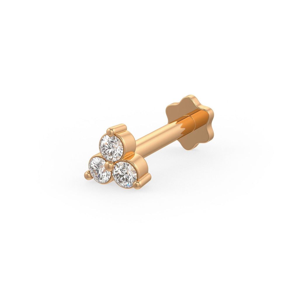 Trilogy Three Diamond Nose Stud | 18K Rose Gold