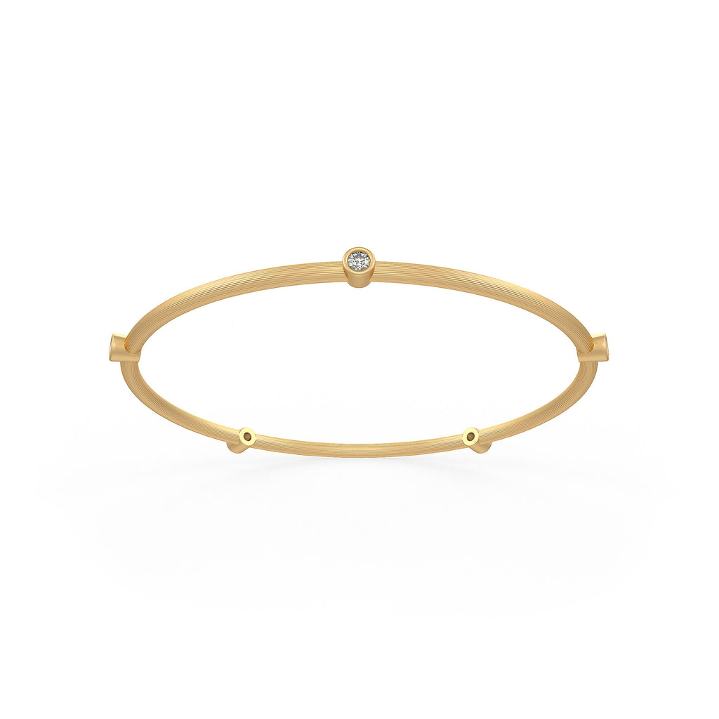 0.51ct Eternity Diamond Bangle Bezel Slip on in 18ct Yellow Gold Brushed pattern