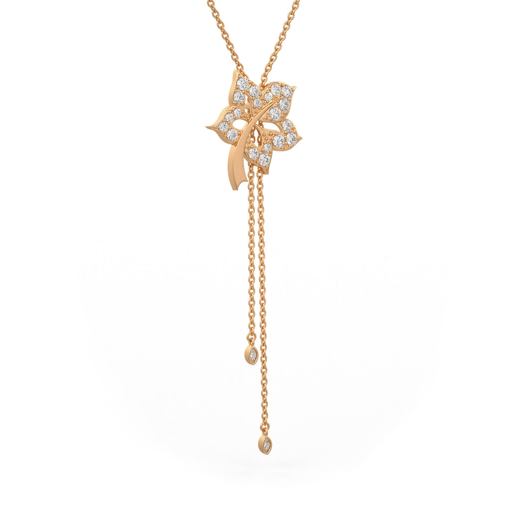 Time Capsule Diamond Flower Lariat Necklace in 18K Rose Gold