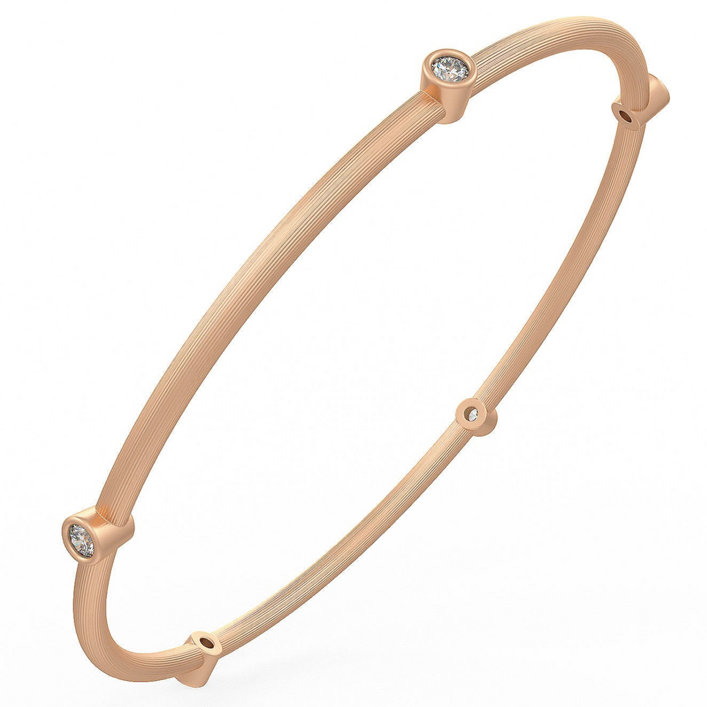 0.51ct Eternity Diamond Bangle Bezel Slip on in 18ct Rose Gold Brushed pattern