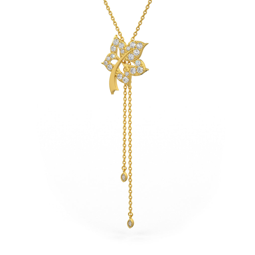 Time Capsule Flower Lariat Diamond Necklace in 18K Yellow Gold