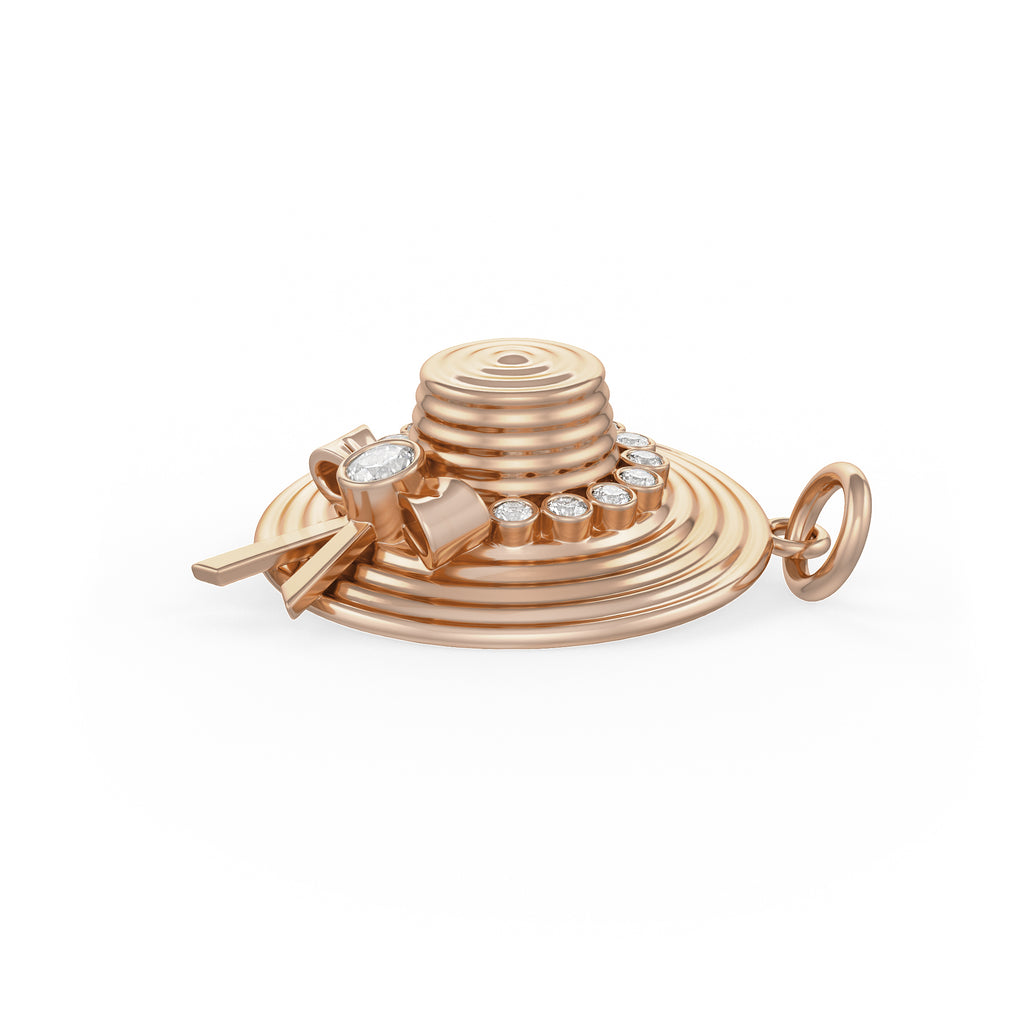 Diamond Charm Hat in 18ct Rose Gold Jane Austen Homage Gold Pendant
