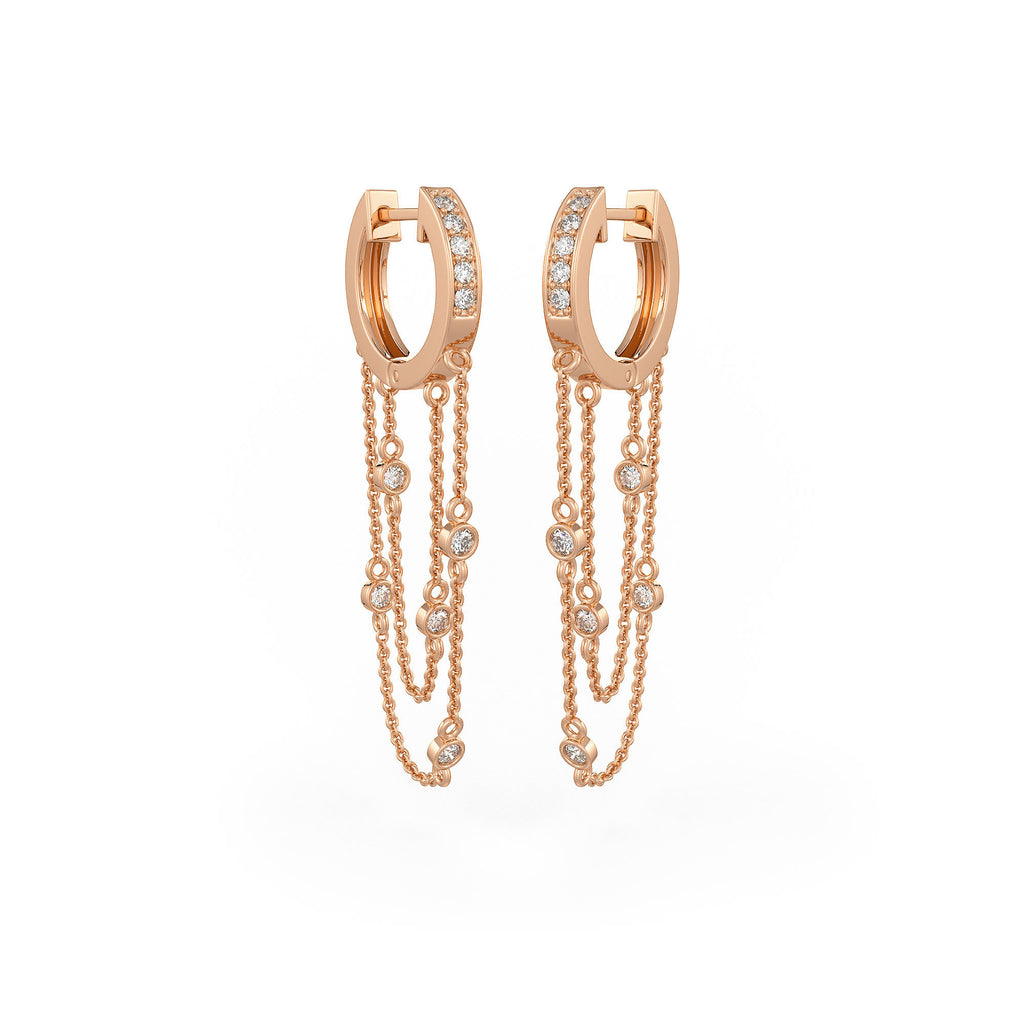 Rose Gold Double chain eternity hoop earrings