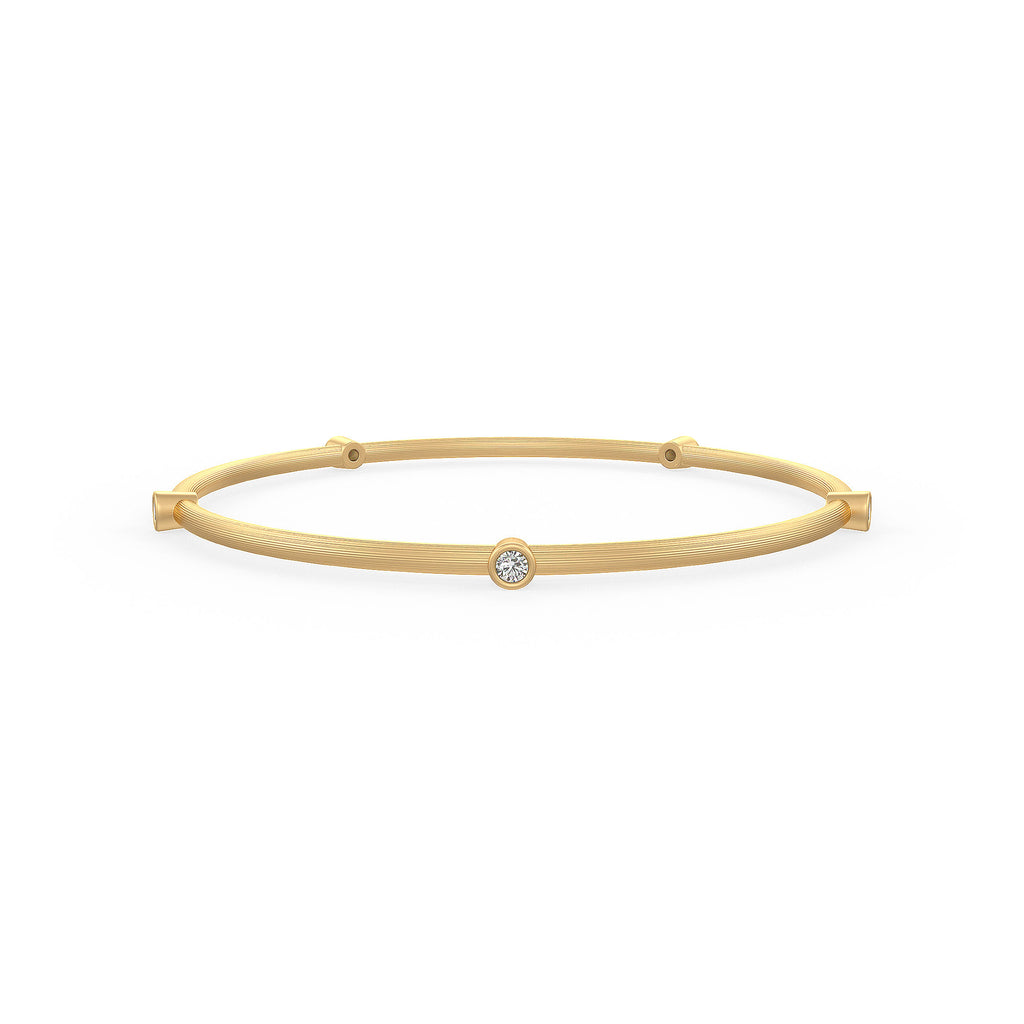 0.51ct Eternity Diamond Bangle Bezel Slip on in 18ct Yellow Gold Brushed pattern