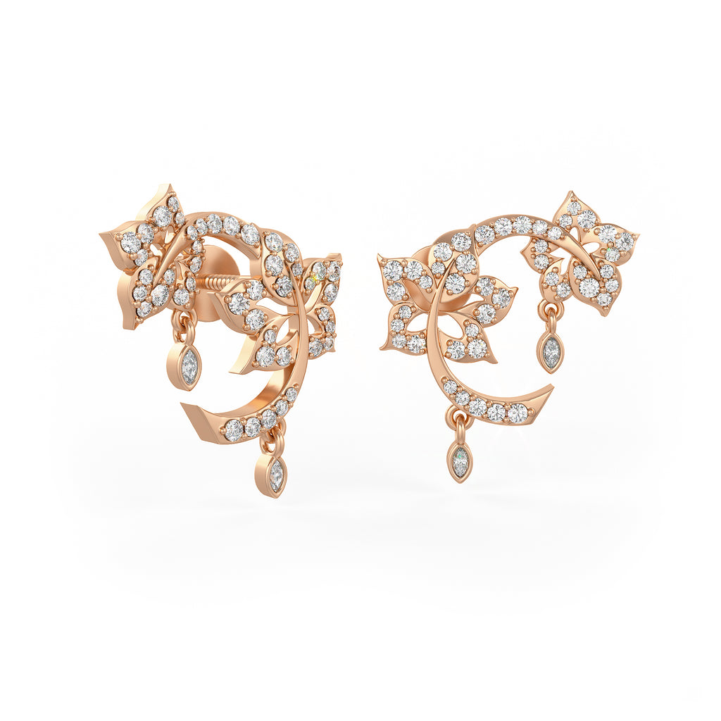 18ct Rose Gold Diamond Earrings 0.52ct Time Capsule Flower Garden studs with Screwbacks