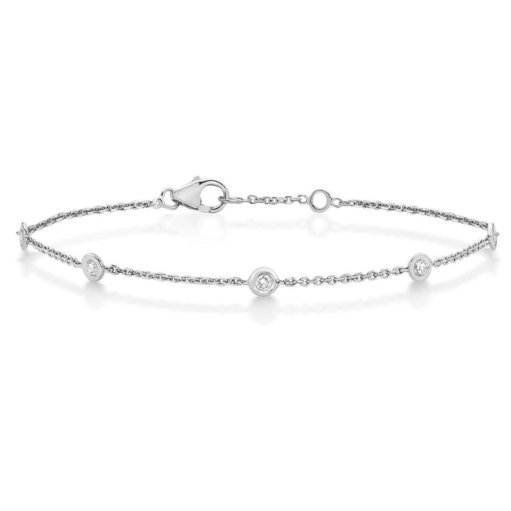 18ct White Gold 0.40ct Diamond by the yard Rubover Bracelet