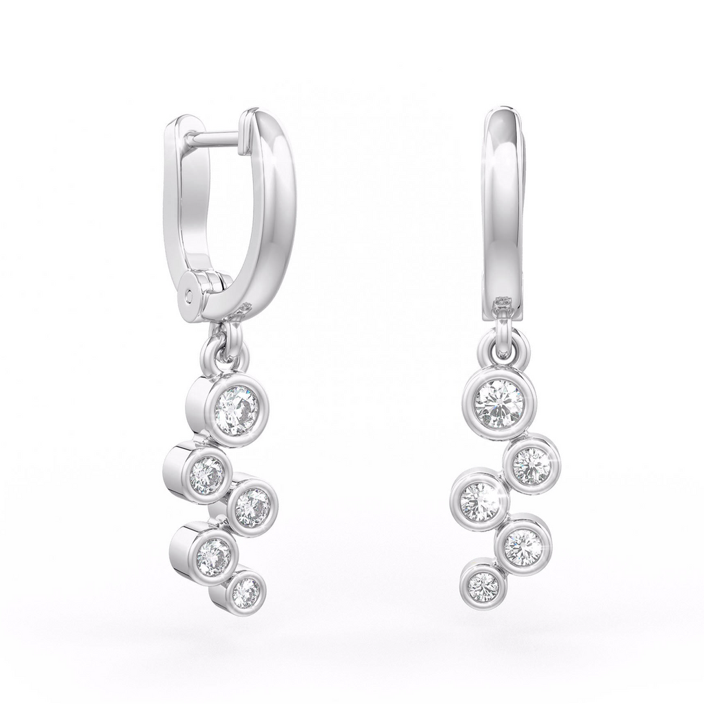 Dazzling Bubbles: Diamond Hoop Earrings in 18K White Gold