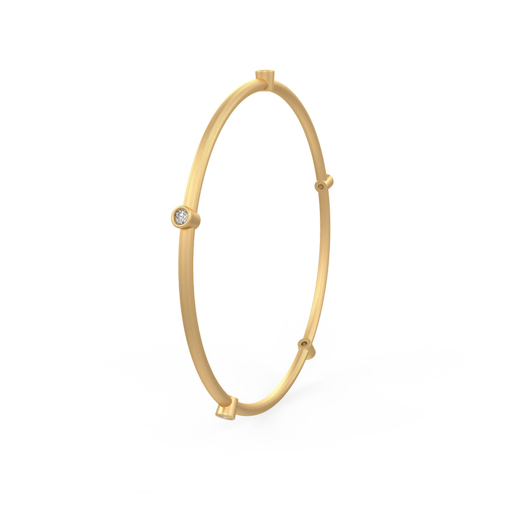 0.51ct Eternity Diamond Bangle Bezel Slip on in 18ct Yellow Gold Brushed pattern