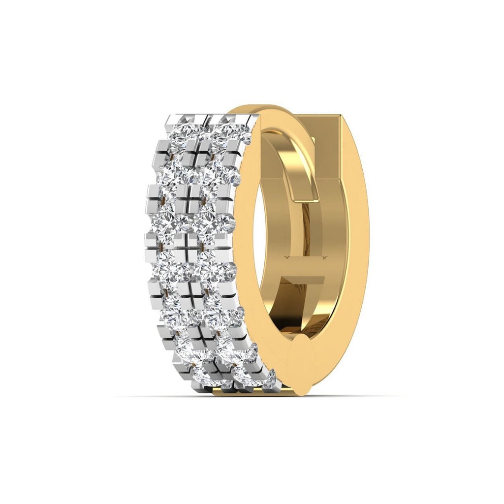 Diamond Cartilage Hoop Piercing in 18ct Yellow Gold 6mm Double Row Singular