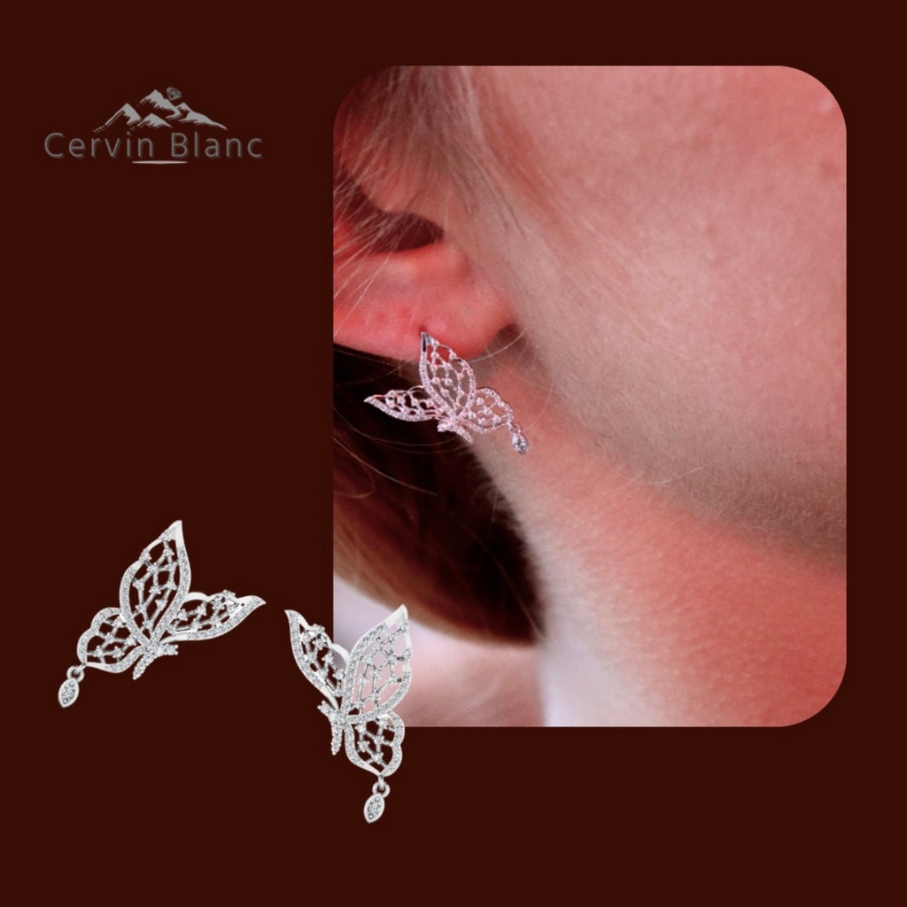 18ct Gold Butterfly Diamond Earrings Half Carat