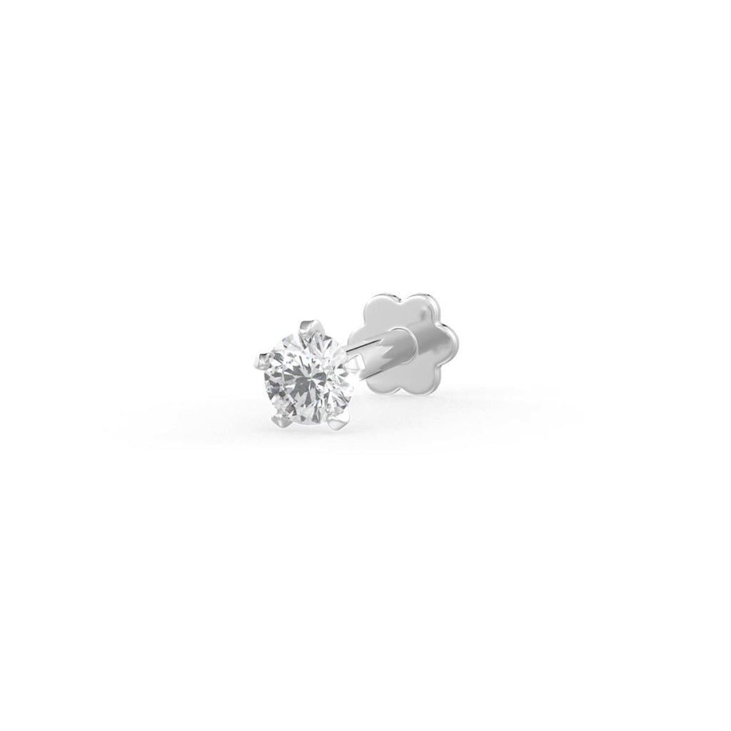 Solitaire Diamond Nose Stud | 18K White Gold