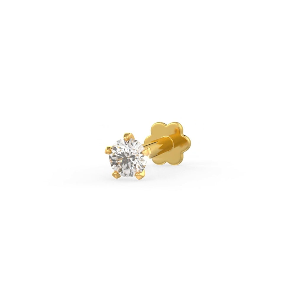 Classic Solitaire Diamond Nose Stud in 18K Yellow Gold