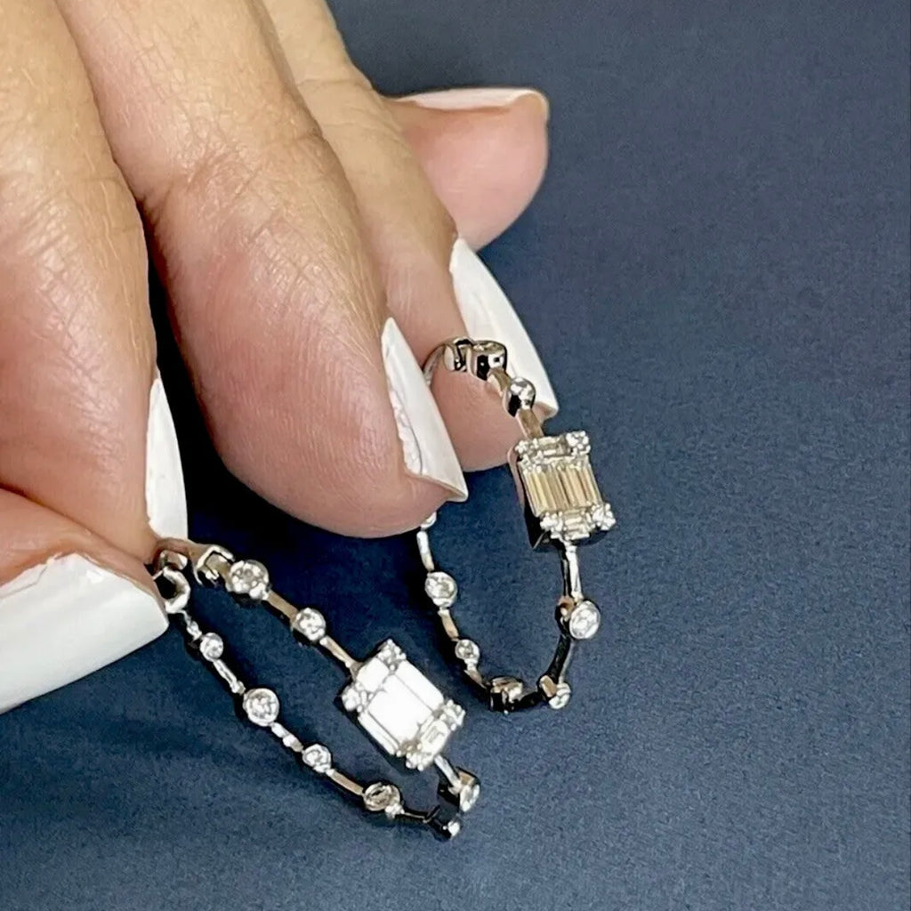 White Gold inside out diamond earrings