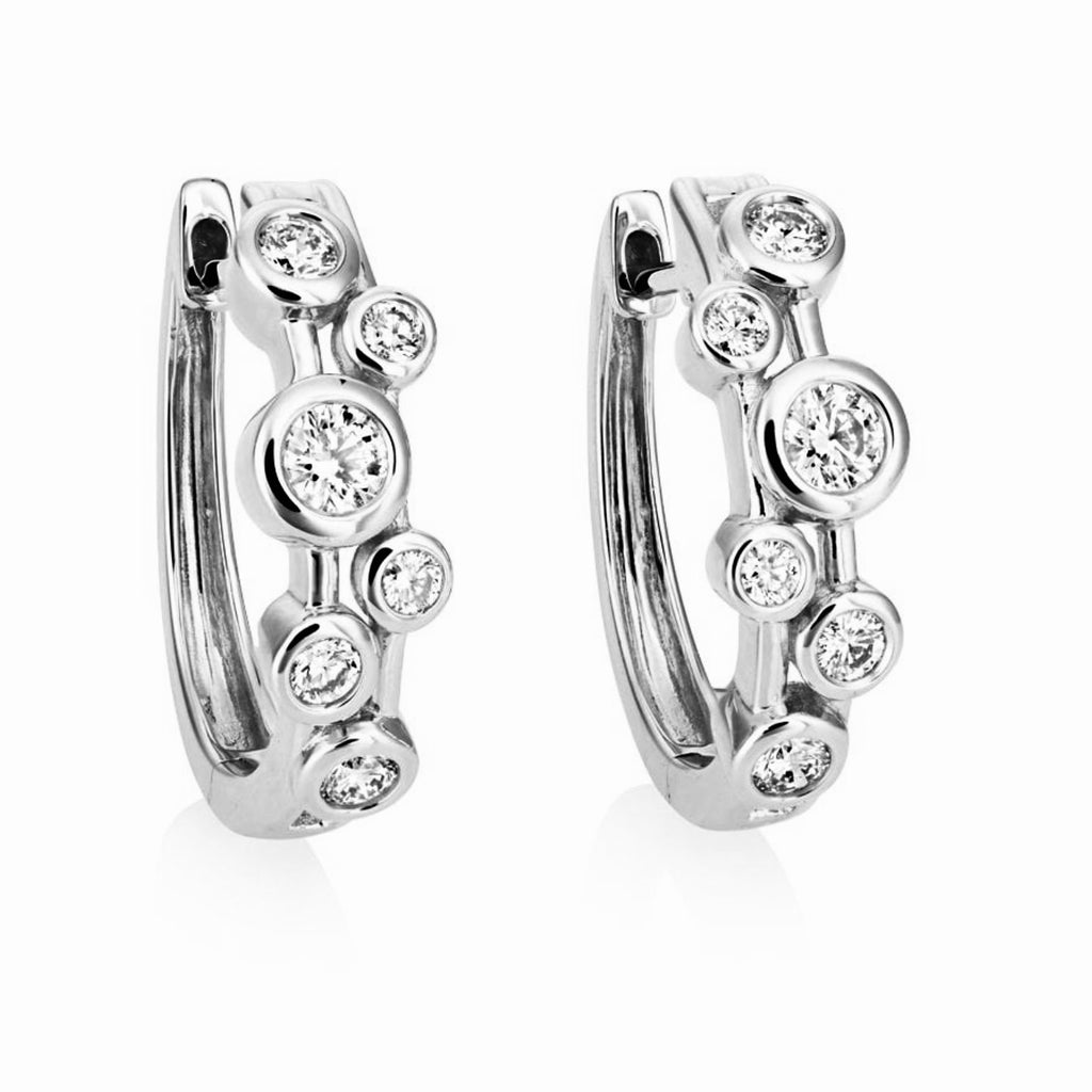 Diamond Bubble Hoop Earrings 18ct White Gold 0.50ct