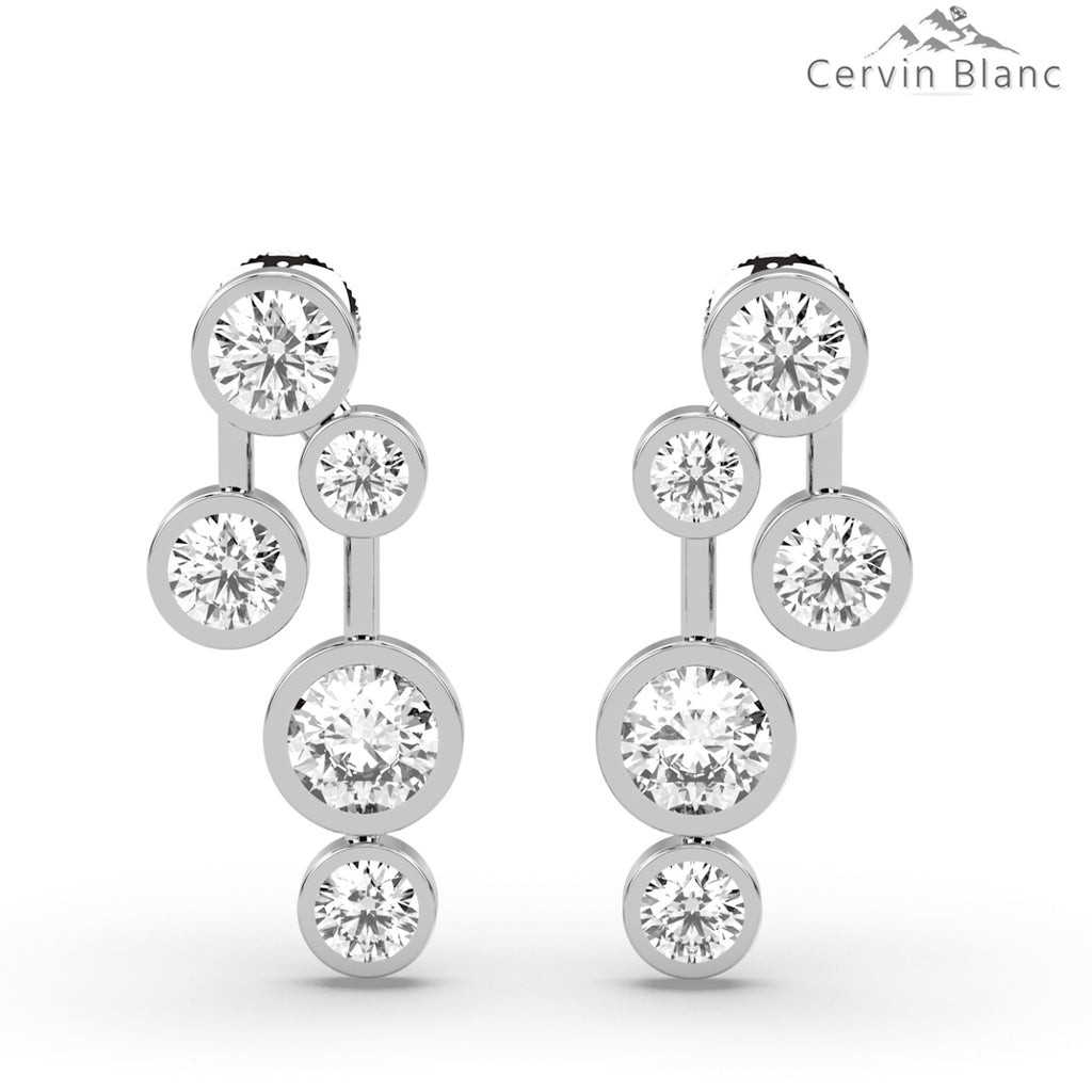 Diamond Bubble Earrings studs 18ct White Gold 1.50ct