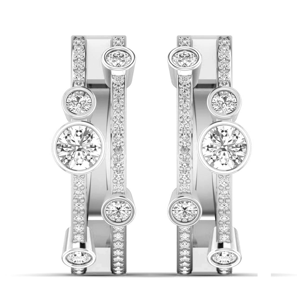 1ct Diamond Bubble Hoop Earrings 18ct White Gold