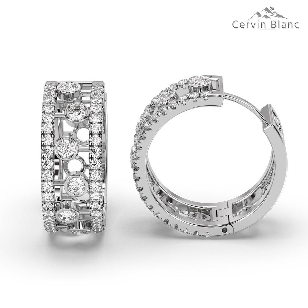 1ct Diamond Bubble Hoop Earrings 18ct White Gold