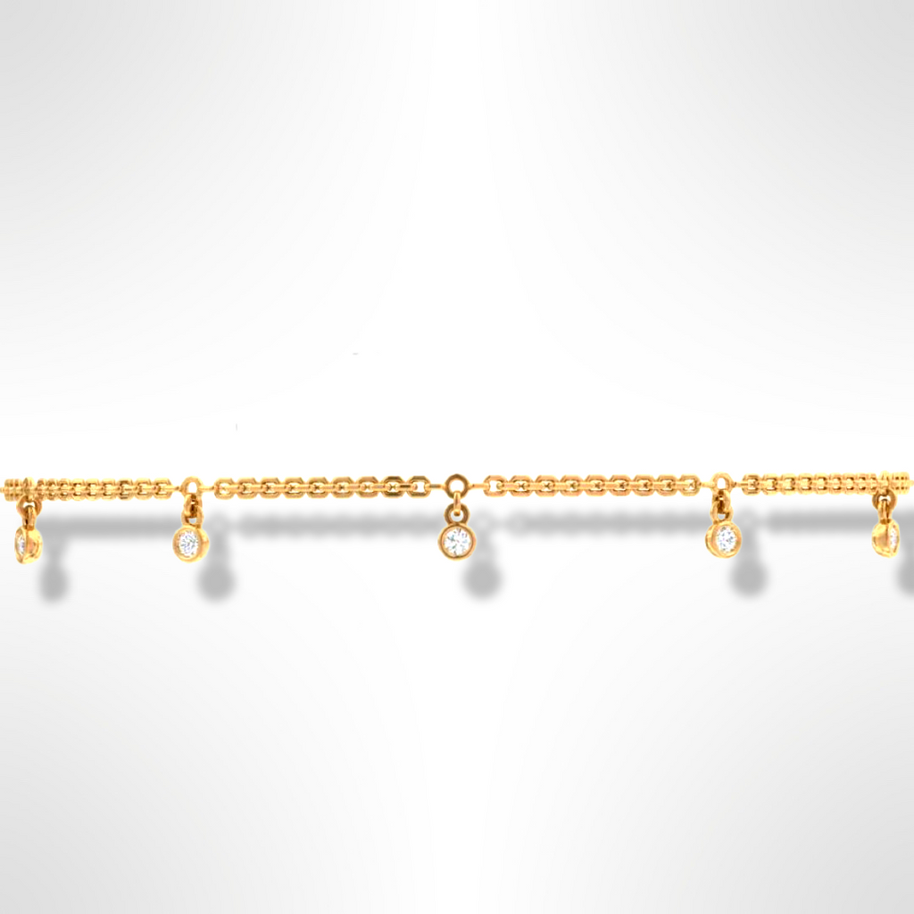 18ct Yellow Gold Diamond Anklet 0.40ct 9 inch