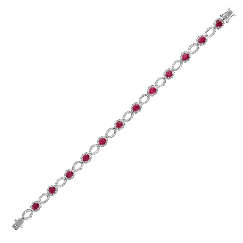 18ct White Gold Diamond And Ruby Bracelet