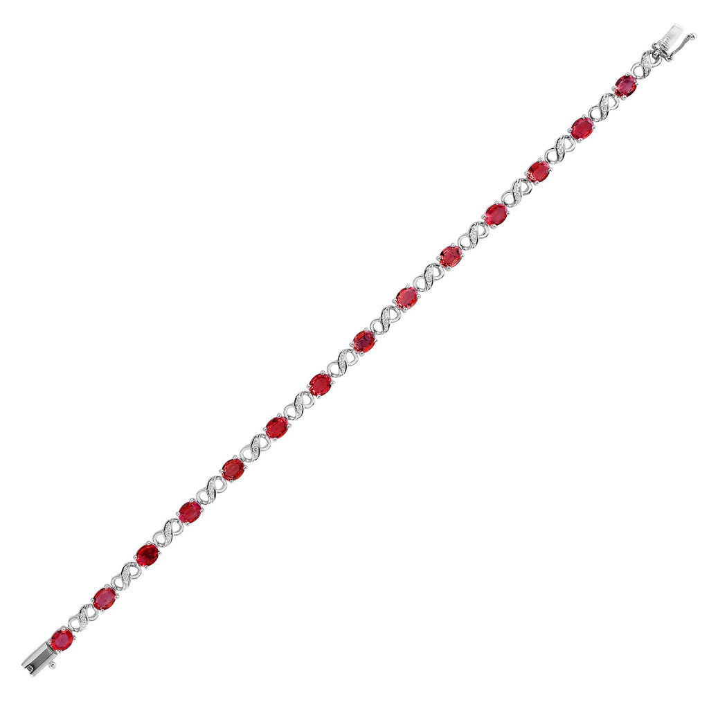 18ct White Gold Diamond And Ruby Bracelet