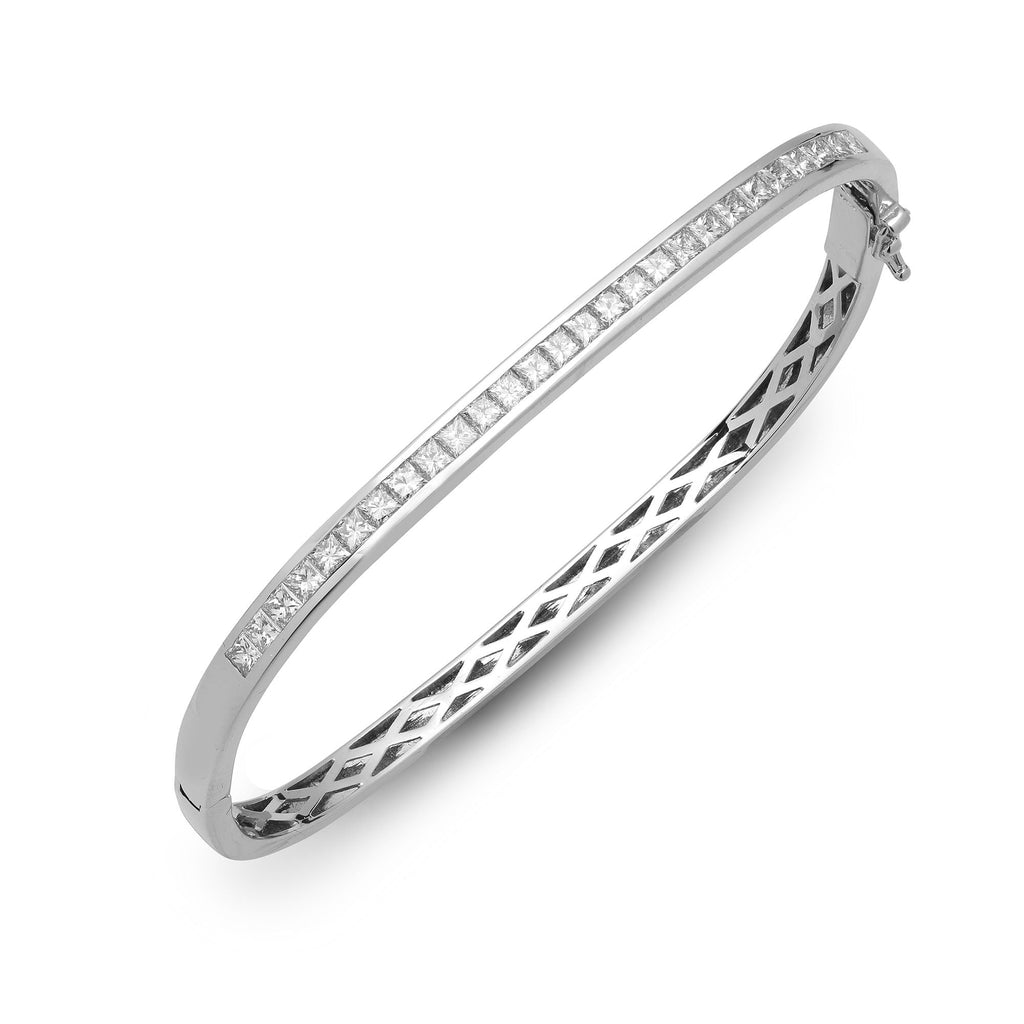 18ct White Gold 2ct Diamond Bangle Channel Set