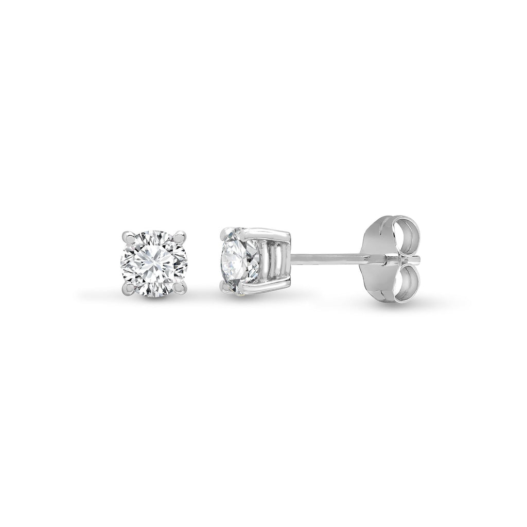 1ct Solitaire Diamond Earrings Studs 18ct White Gold Claw Set